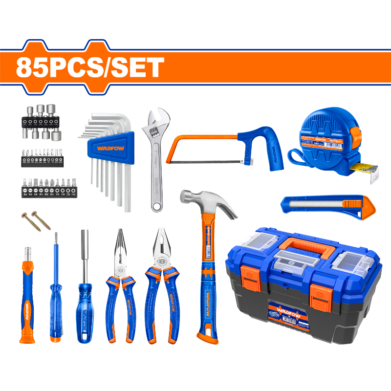 WADFOW Household Tool Set With Plastic Box, 85Pcs Set WHS3B85