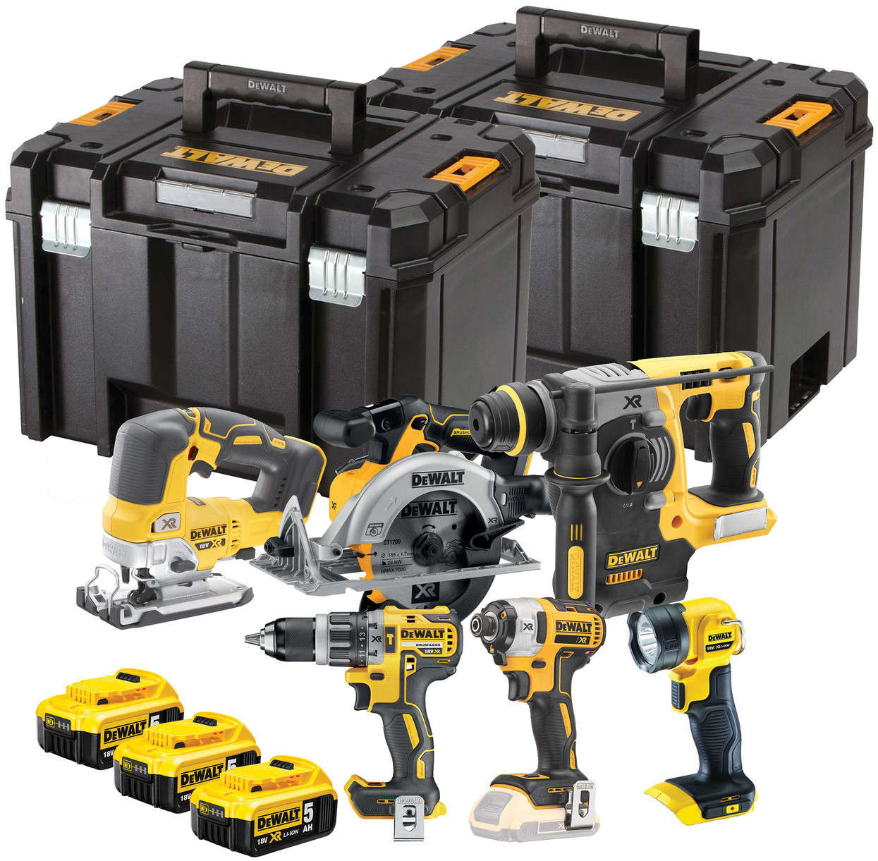 Dewalt 18V XR Brushless Cordless 6-Piece Combo Kit with Three 5.0Ah Batteries DCK690P3T-GB